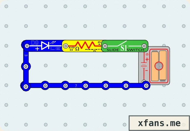Blue LED Switch Light final circuit diagram