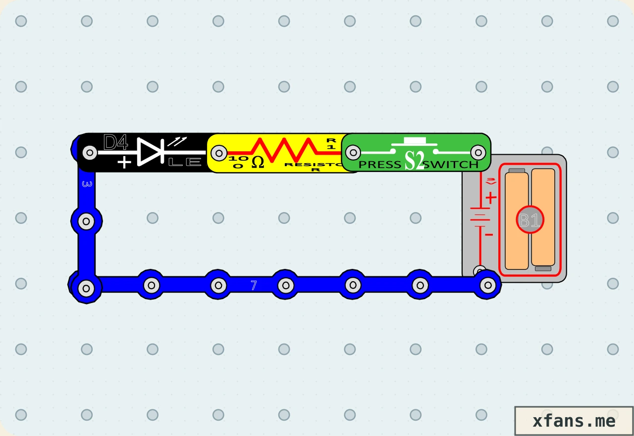 Morse Code LED final circuit diagram with labeled electronic components