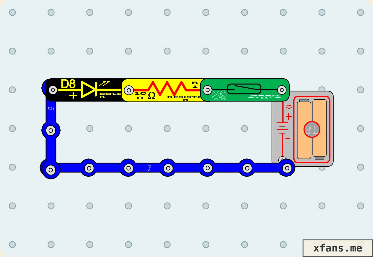 Magnetic Color Light final circuit diagram with labeled electronic components