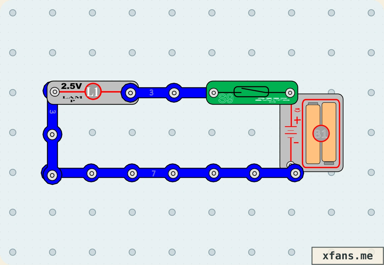 Magnetic Reed-Switch Lamp final circuit diagram with labeled electronic components