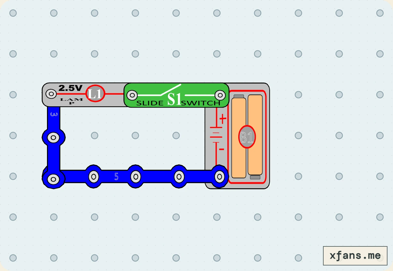 Switch-Controlled Lamp final circuit diagram with labeled electronic components