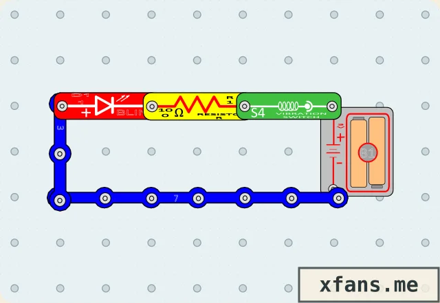 Tap-Triggered Blinking LED final circuit diagram